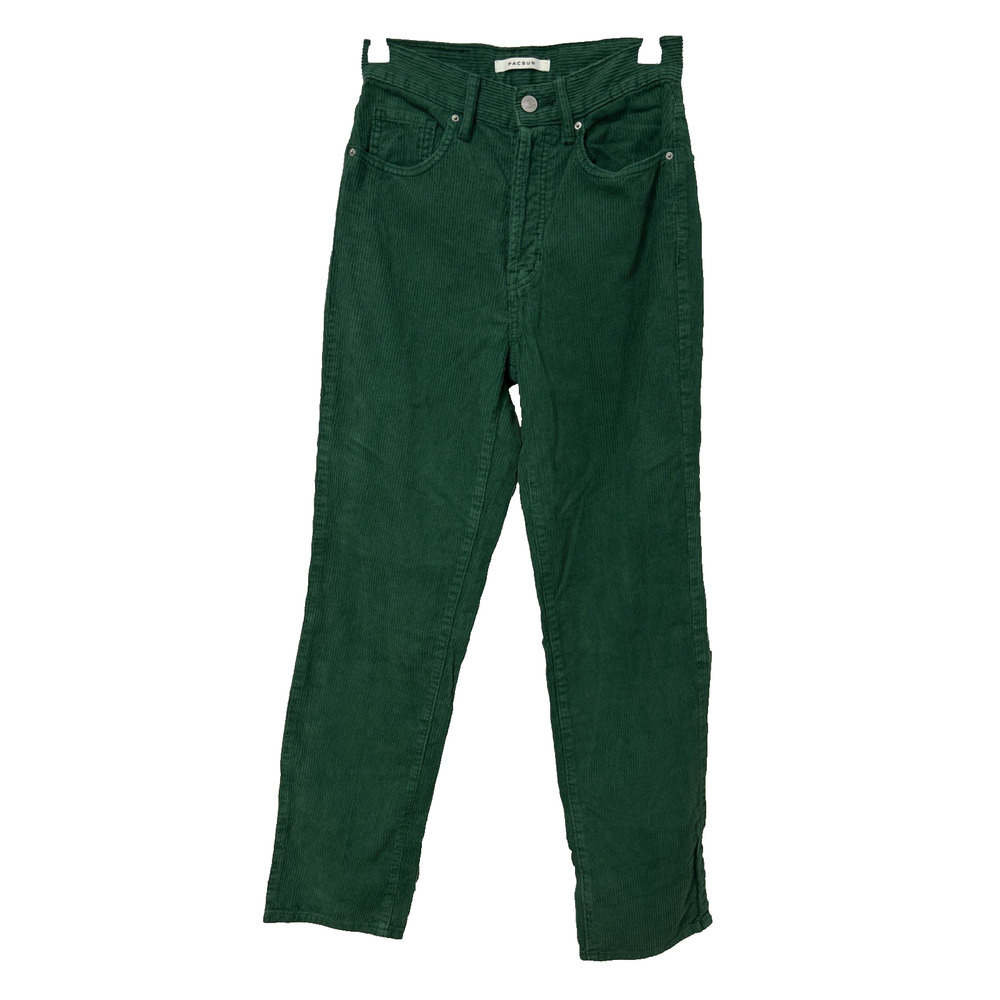 PACSUN Dad Jean Womens 24 Green Corduroy Pants Button Fly Straight Leg Y2K Urban